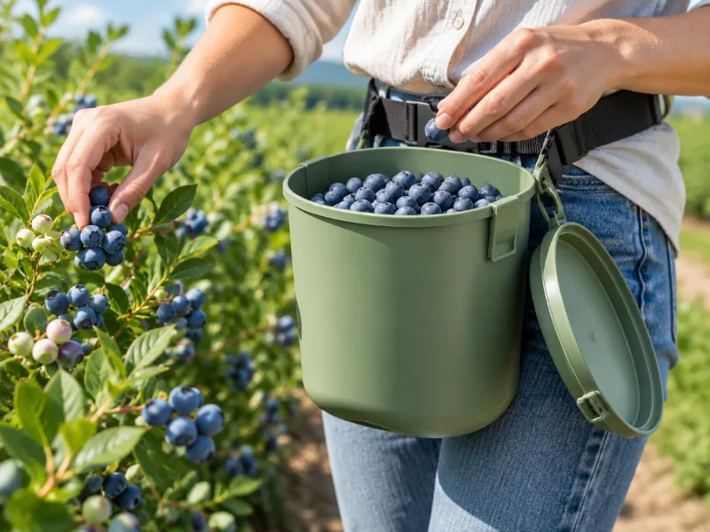 Berry picking bucket with belt (3 L, with lid)