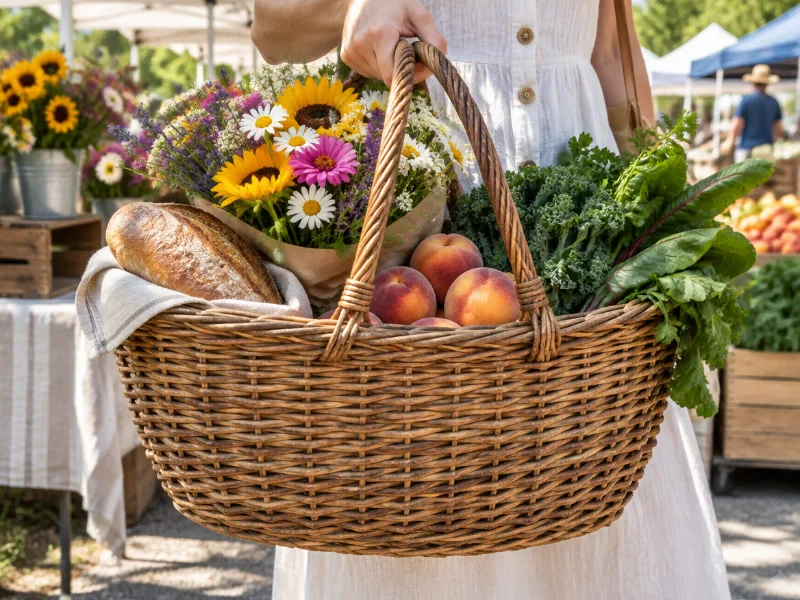 Household Essentials woven willow market basket