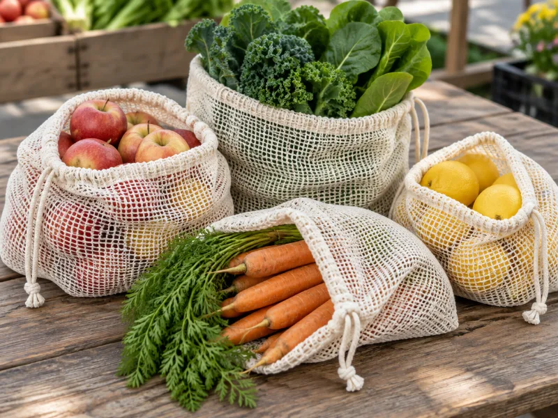 Organic cotton mesh produce bags (12+1)
